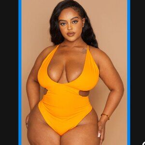 Orange Cross Front Cut out Swimsuit - Pretty Little Thing